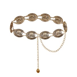 TOPACC Gold Concho Belts for Women Western Cowboy Cowgirl Chain Belt for Dress Jean Country Concert Outfit