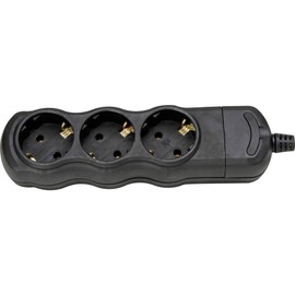 Kopp 120305001 Protective Contact Socket Strip, 3-Way, without Cable and Plug, Black