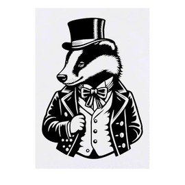'Aristocratic Badger' Temporary Tattoo - Water Resistant, Skin-Safe, Non-Toxic Transfer (TO00080195)