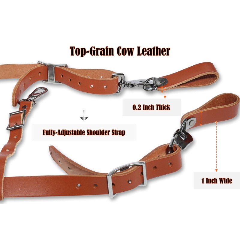 Construction suspenders for carpenter, men for framing Leather tool belt