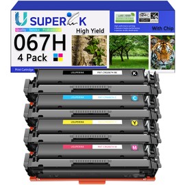 USUPERINK High Yield 067H Set Compatible Toner Cartridge Replacement for Canon 067H 067 CRG067H Use for MF656Cdw MF654Cdw LBP632Cdw MF653Cdw LBP633Cdw Printer (Black, Cyan, Magenta, Yellow, 4 Pack)