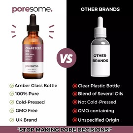 Grapeseed Oil for Hair & Skin 100% Pure, Cold Pressed, Hexane-Free Poresome