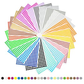FOCCTS 25 Colors 8mm Small Color Coding Circle Dot Stickers, Bright Neon Color-Coding Labels, Round Color Coding Circle Dot Labels, Total 7000 Dots in 25 Sheets
