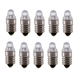 10pcs E10 LED Bulbs 3 Volt Miniature Flashlight Bulbs E10 Replacement Bulbs Mini Lamps Cool White 3V