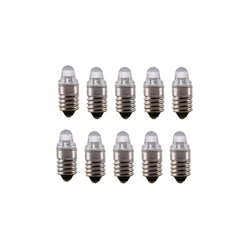 10pcs E10 LED Bulbs 3 Volt Miniature Flashlight Bulbs E10
