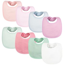 Tiny Twinkle Baby Feeding Bibs 8 Pack - Waterproof and Absorbent Infant Drool and Feeding Baby Bib (Girl Pastel New 8-Pack)