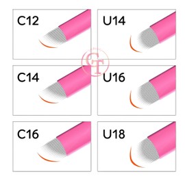 Disposable Microblading Needles 50pcs Pink 0.15mm Nano Microblading Blades Eyebrow Supllies Manual Pen Blades (12CF)