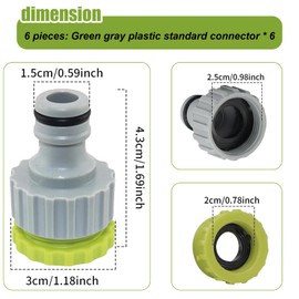 Pack of 6 Tap Adapters 4-6 Inches, Tap Adapter Used for Tap Hose Connection (Green), Garden Hose Connection Used for Garden Watering