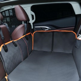 GLIDESMOOTH Dog Car Seat Cover for Back Seat, Multi-Layered Waterproof Design, Dog Hammock for Car, Pet Trunk Mat with Side Flaps, Black