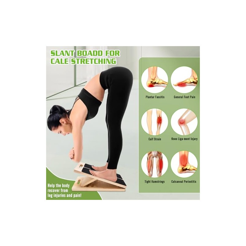 Slant Board for Calf Stretching, Professional Adjustable Portable Wooden Slant