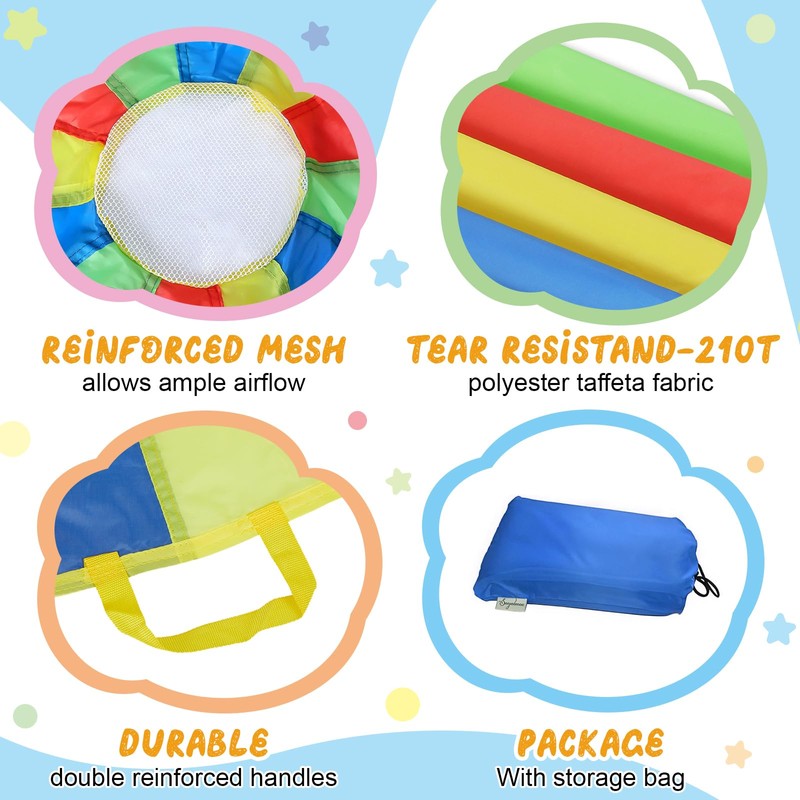 Sonyabecca Parachute, Play Parachute 10ft 12ft 16ft with 12 Handles