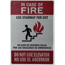 Buildingsigns.com In CASE of FIRE USE Stairs Sign (Silver,Size 6X9, Double Sided Tape)-REF24-10