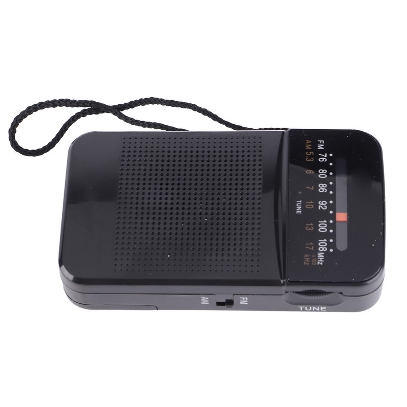 Portable AM FM Radio Black Color Headset Pluggable Built in