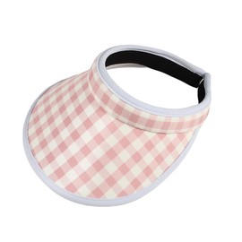 Sun Visors for Women Hat Clip-on Visor Hats Tartan Plaid Checkered Kawaii Golf Sports Cap (US, Numeric, 6 3/4, 7 1/2, Pink)