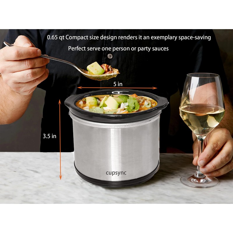 Mini Slow Cooker, 0.65 Qt Capacity small slow cooker, Ceramic