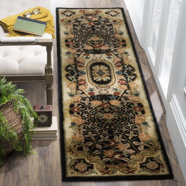Safavieh Classic Collection CL304A Handmade Traditional Oriental Premium Wool Runner, 2'3" x 10' , Black / Gold