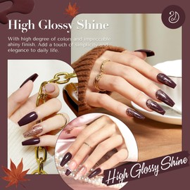 AZUREBEAUTY Brown Nail Polish Set 2 Colors Glitter Quick Dry Nail Polish Kits Fall Vegan Long Lasting French Tip Nail Polish Natural Manicure Diy Home Gift for Girls