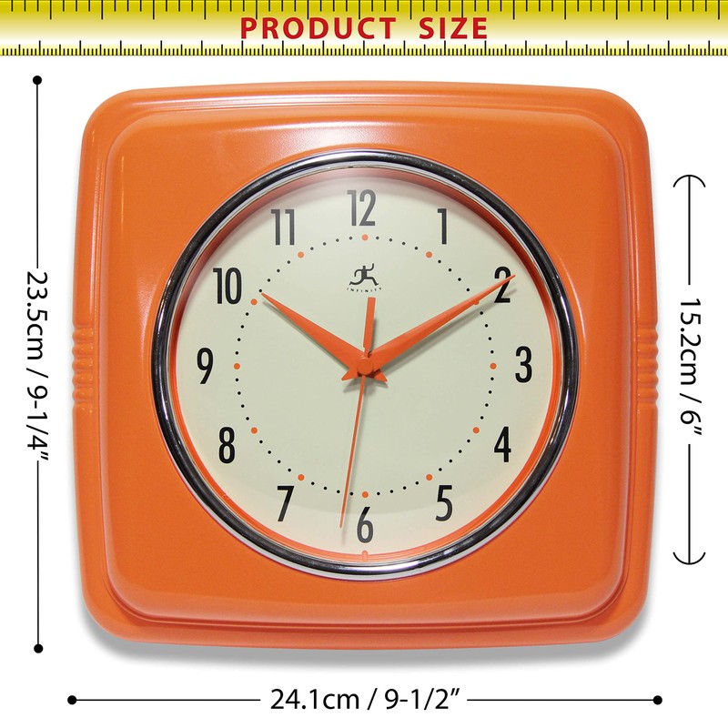 Infinity Instruments Square Silent Retro 9 inch Mid Century Modern