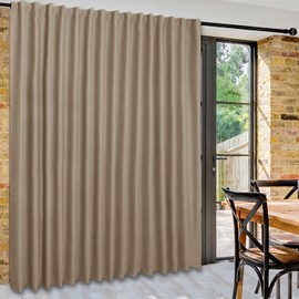 DWCN Room Divider Curtain - Patio Sliding Door Curtains, Extra Wide Blackout Curtains with Back Tab & Rod Pocket for Living Room and Bedroom Partition, 120 x 96 Inches Camel