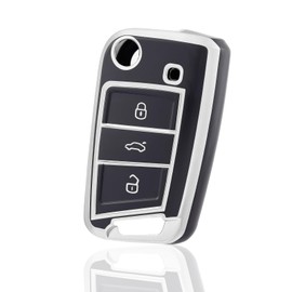 OFF WE GO OFF WE GO Autoschlssel Hlle Schlssel Hlle Schlsselhlle Cover fr VW Golf 7 Polo Skoda Octavia Tiguan MK7 Jetta Seat Leon Fabia Ibiza Fabia Superb Schlsselcover Schutz Geh?use, Grau Silber