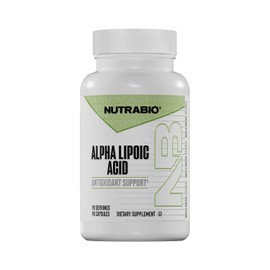 NutraBio -ALA - Acido Alfa Lipoico - 90 caps -300 mg por ser - 90 ser Apoya la salud antioxidante - Sin Gluten - Sin OMG - Vegetariano