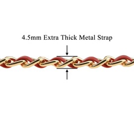 HAHIYO Mini Purse Chain Strap Slim Wide 8mm for LV Length 55.1 inches Extra Thick 4.5mm Red Leather Gold Hardware for Shoulder Cross Body Sling Handbag Wallet Comfortable Flat Metal Strap 1 Pack