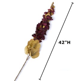 Factory Direct Craft Plum Artificial Holly Hock Spray for Summer Arrangements and Fall Decorating - 42" H