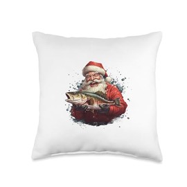 Angel Fishing, lustige Sprüche Santa Fisherman Fish for Men Women Children Throw Pillow, 16x16, Multicolor