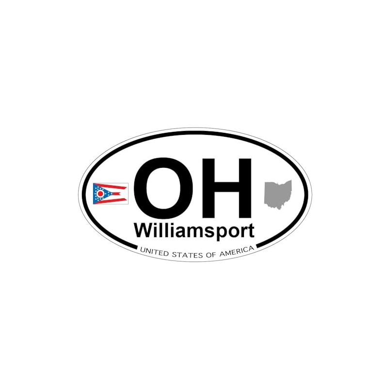 US Decal, Inc. Williamsport, Ohio Oval Sticker with State Flag