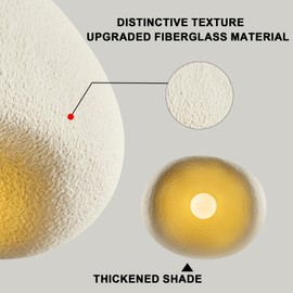 White Resin Pendant Light Fixture, 10.6" Modern Pendant Lights for Kitchen Island, Dining Room, Bedroom, Adjustable Chain, E26 Socket, Minimalist Style