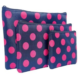 HappyDaily 3 Pack Beautiful and Multifunctional waterproof Makeup cases or Cosmatic bags or Travel Toiletry Pouch or Storage bags or Purse for Women Girls (Black and Hotpink(Polka dot))