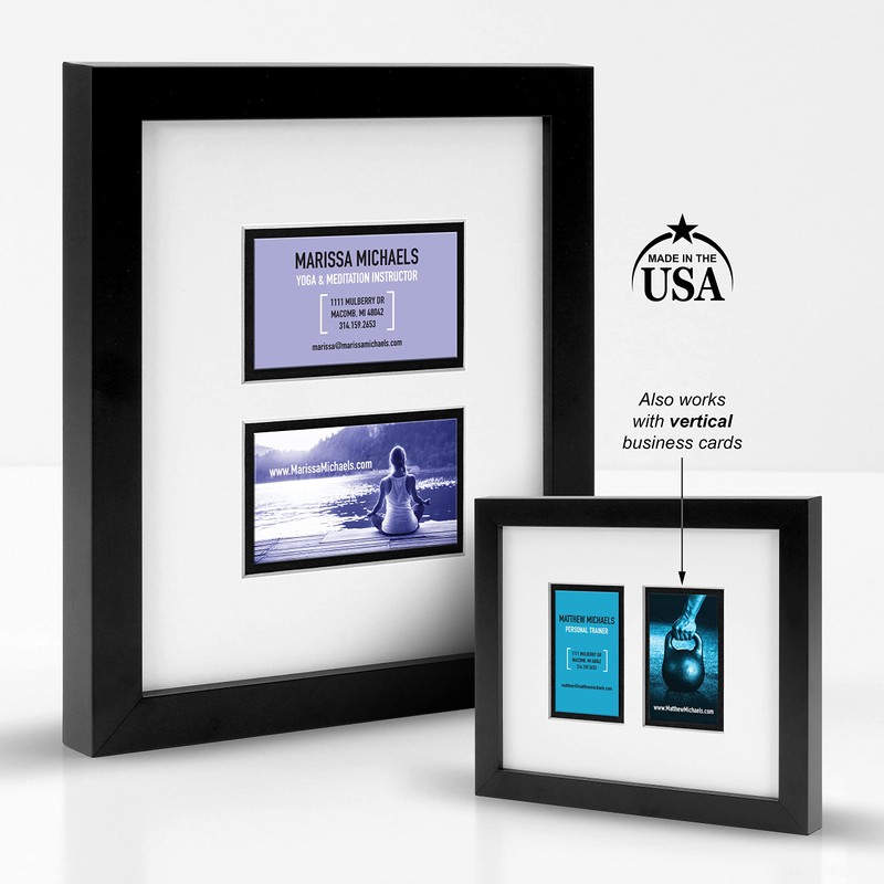 Business Card Display Frame (2 Cards, Black Frame)