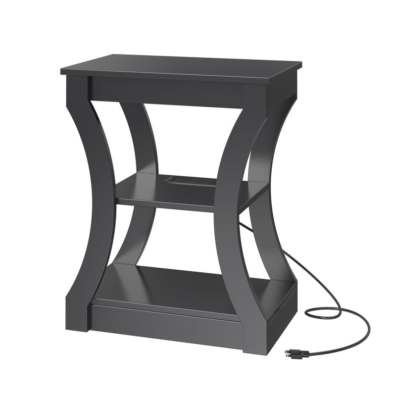 MAHANCRIS End Table with Charging Station, Side Table with USB
