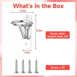 mekueeex 10 PCS Bucket Hook Hangers, Horse Stall Metal Horse Water Bucket Hooks, Heavy Duty Horse Accessories, Wall Mount Bucket Holders for Horse Stall Stable Farmhouse Supplies, Silver