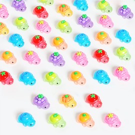 cntjv 50pcs Luminous Mini Resin Fruit Vegetable Turtles Figures Crafts Small Plastic Bulk Animals Figurines Dollhouse Garden Aquarium Micro Landscape Decor 7 Styles Mix and Match