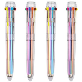 HeTaoCat Multicolor Pens 3 Pack 0.5mm 10-in-1 Retractable Ballpoint Pens - 10 Colors Transparent Barrel Ballpoint Pen for Office Supplies (0.5)