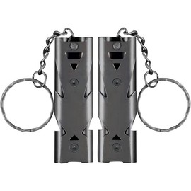 Whistle emergency safety survival whistle with lanyard keychain high pitch double tubes coyote whistle for hiking camping hunting boating rescue signal whistle lifeguard - Color: 2Grey, Size: Default