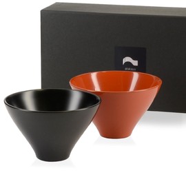 atakaya Type 5102 Wooden Lacquer Lacquer Guinomi Set, Black Matte, Vermilion, Sake Cup, Sake Cup, Lacquerware (2, Black Matte & Vermilion)