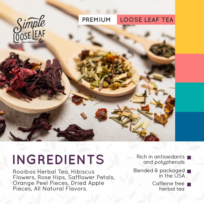 Simple Loose Leaf Blood Orange Herbal Tea - Caffeine-Free, Organic