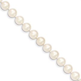 14K Yellow Gold 8-9mm White Near Round Freshwater Cultured Pearl Bracelet