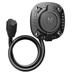 MICTUNING 13Amp 125V AC Port Plug with 16" Integrated Heavy Duty Extension Cord and Water-Resistant Cap - Black