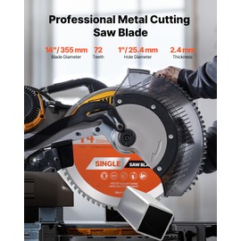 VEVOR Circular Saw Blade, 14 inch Diameter, 72 Sharp Alloy Teeth, 1 inch Arbor, Fine Finish, Metal Cutting Blade for Circular Saw, with Noise-Reducing Heat Vents, for Cutting Steel and Aluminum