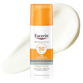 Eucerin - Protector solar facial efecto mate toque seco Oil Control 50 ml, matificante control brillo 12h con antioxidantes - 50 ml - Dai...