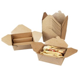 FC Meyer MeyerPak #8 w/ 3-Cell Taco Divider Combo Pack, Leak & Grease Resistant Take Out Boxes, Disposable To Go Food Containers, 6” x 4 3⁄4” x 2 1⁄2”, Kraft, Pack of 15