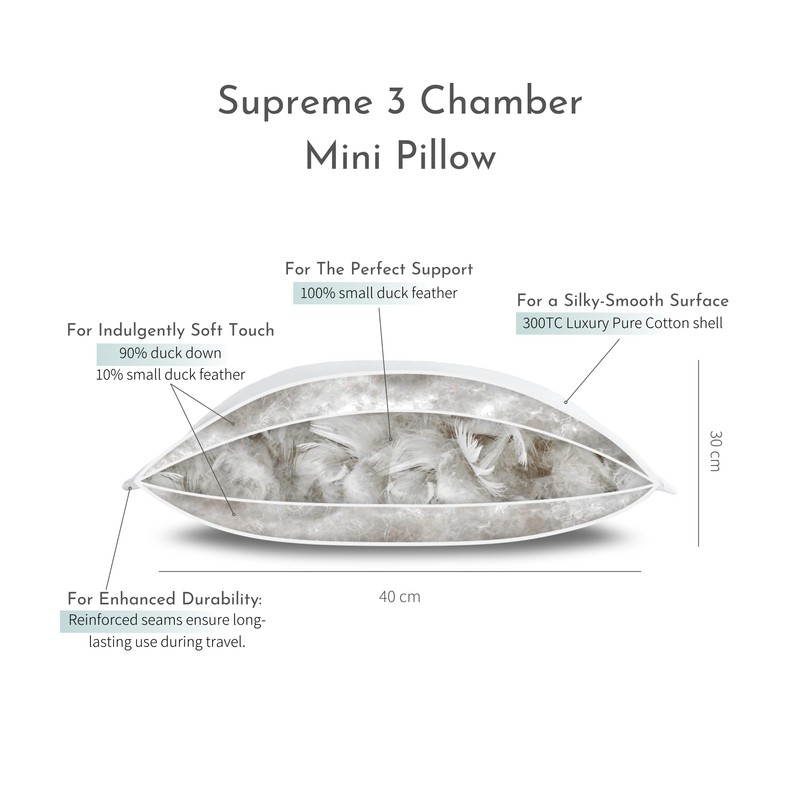 SnooozeGo Mini Duck Down Travel Pillow – Compact Feather Pillow