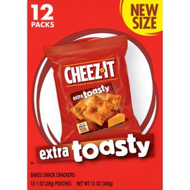 Cheez-It Cheese Crackers, Baked Snack Crackers, Office and Kids Snacks, Extra Toasty, 12oz Box (12 Packs)