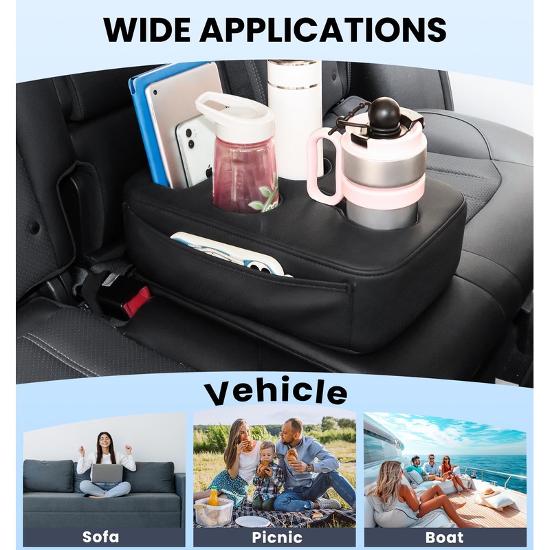 Back Seat Cup Holder for Car, PU Leather Couch Sofa