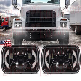 Unbranded Newest 2pc 5x7" 7x6" LED Headlight Projector for Mack MD7 CH CH600 MS300P Trucks