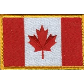 Canada Flag Patch, Measures 3.50" x 2.25", International Embroidered Iron On or Sew On Flag Patch Emblems Over 100 Patch Options Available