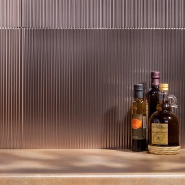 Fasade 18in x 24in Rib Backsplash Panel - Brushed Nickel, 6x6 Inch Sample